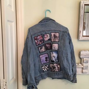 Jean jacket with back paneling art